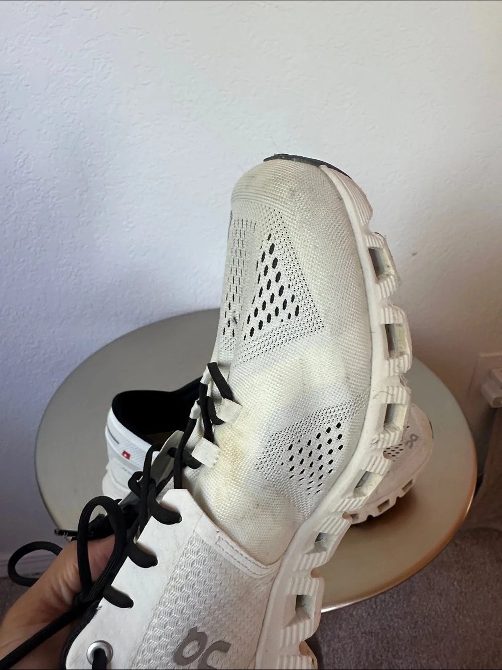 On Cloud Men's Athletic Running Shoes in White/Black - Picture 8 of 11